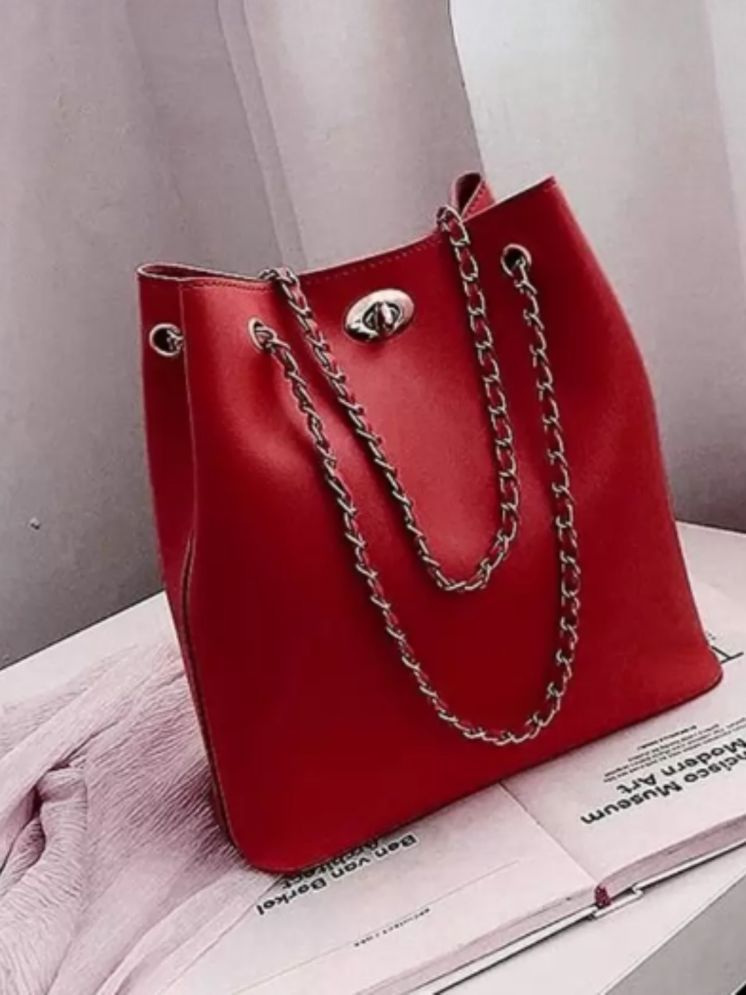     			TCRAZY Maroon PU Tote Bag