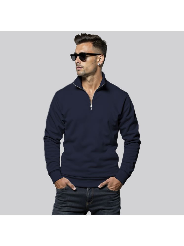     			fashion and youth Fleece High Neck Men's Sweatshirt - Navy Blue ( Pack of 1 )