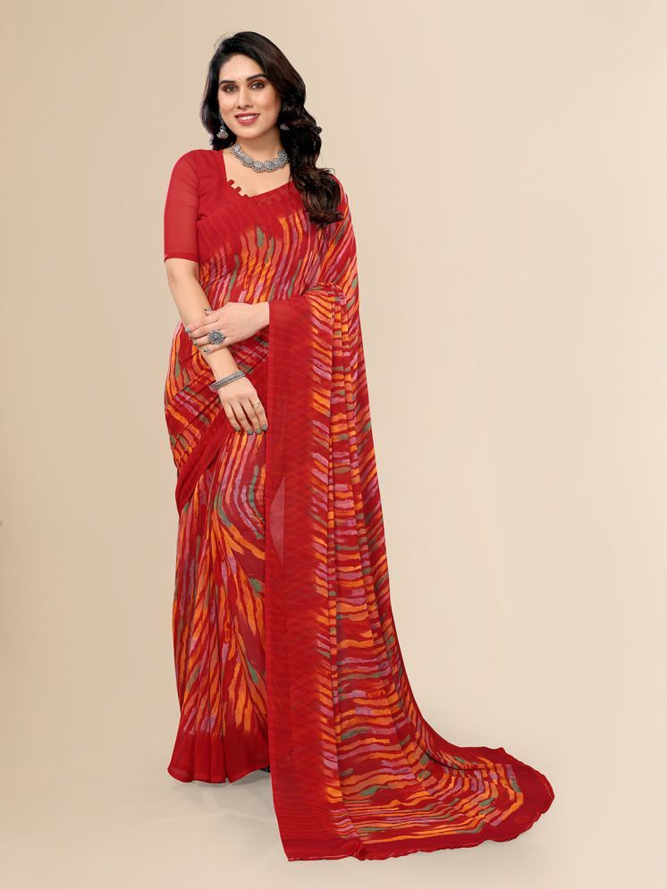     			ANAND SAREES Chiffon Printed Saree With Blouse Piece - Red ( Pack of 1 )