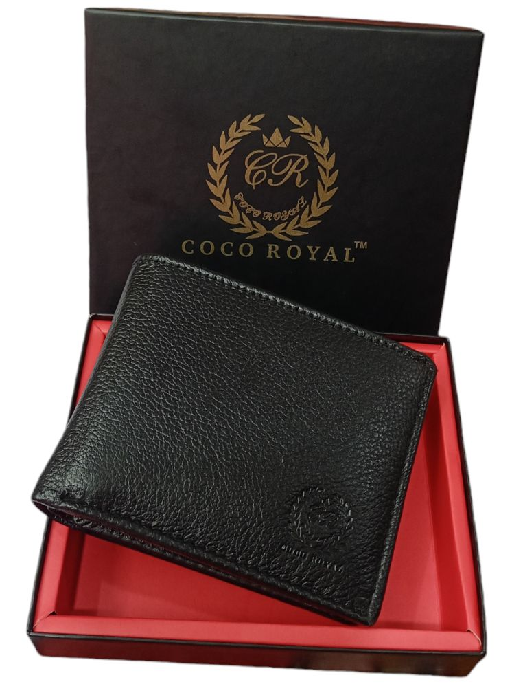     			COCO ROYAL Black 100% Leather Men's Two Fold Wallet ( Pack of 1 )