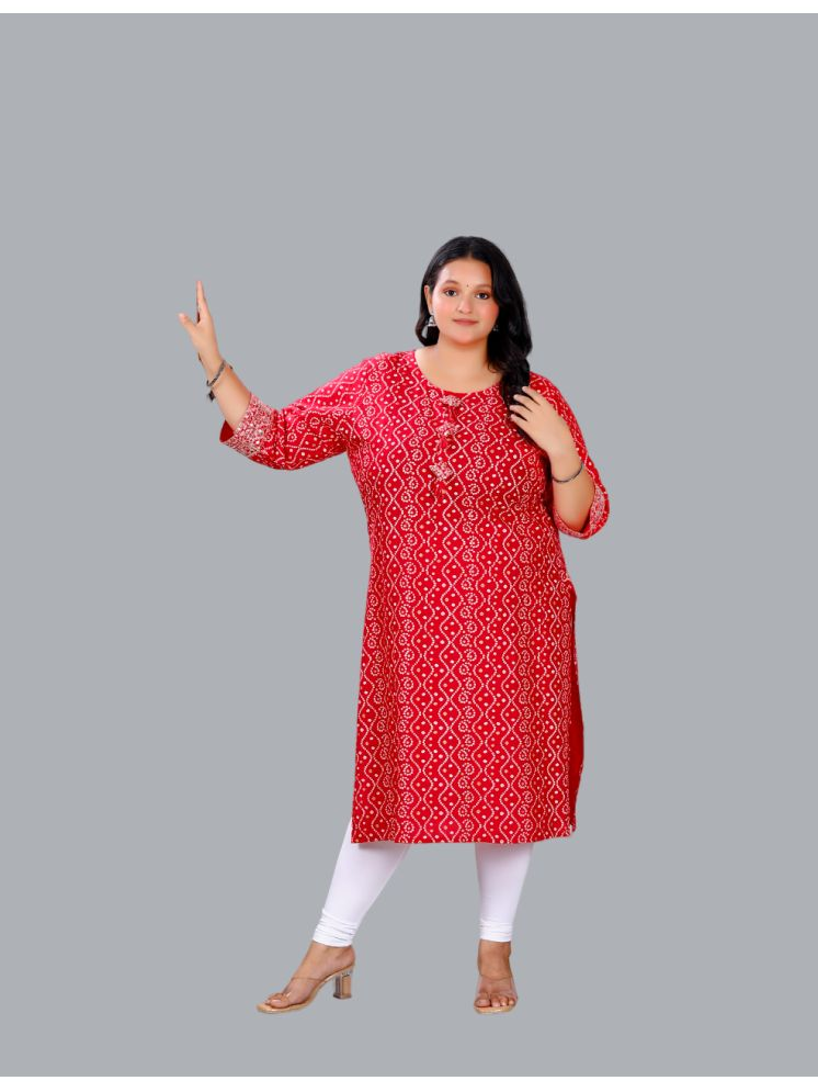     			Doriyaan Rayon Embroidered Straight Women's Kurti - Red ( Pack of 1 )