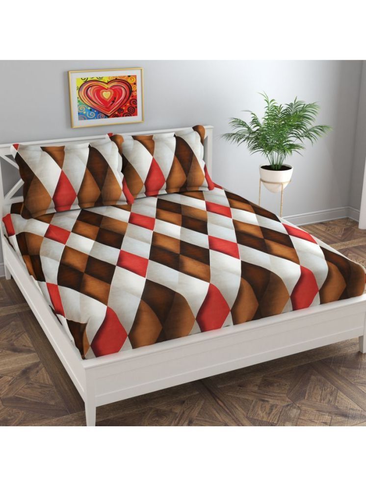     			Dulce Vida Poly Cotton Geometric 1 Double King with 2 Pillow Covers - Brown