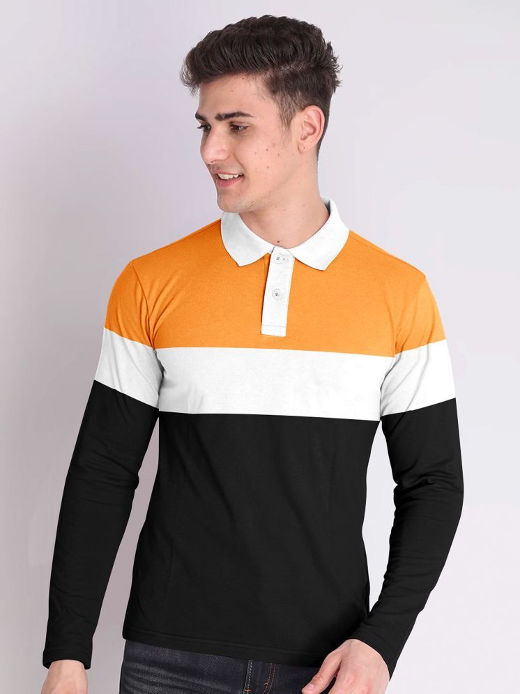     			FIRST POSTION Cotton Blend Regular Fit Striped Full Sleeves Men's Polo T Shirt - Mustard ( Pack of 1 )