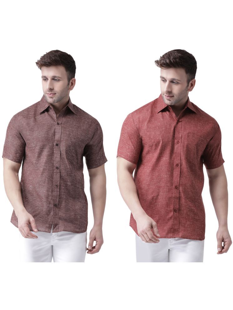     			KLOSET By RIAG Cotton Blend Regular Fit Solids Half Sleeves Men's Casual Shirt - Maroon ( Pack of 2 )