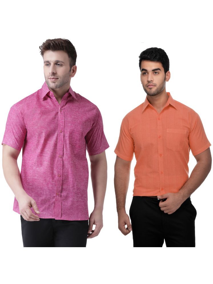     			KLOSET By RIAG Cotton Blend Regular Fit Solids Half Sleeves Men's Casual Shirt - Orange ( Pack of 2 )