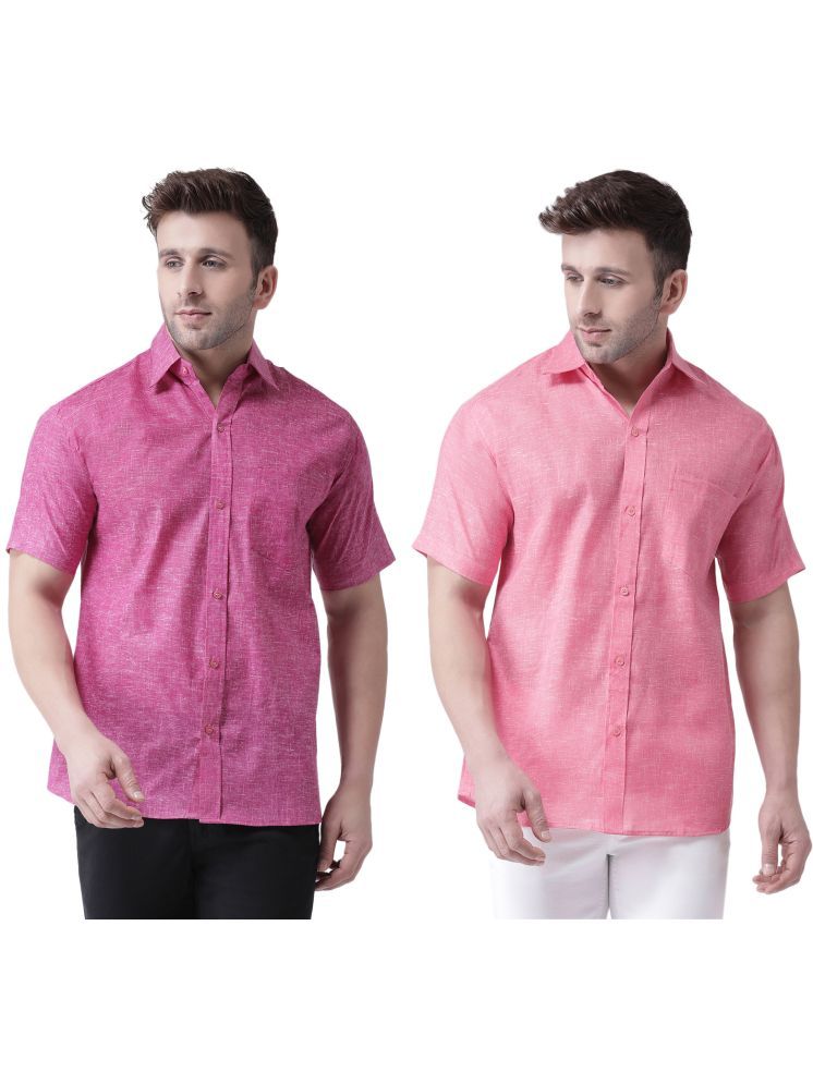     			KLOSET By RIAG Cotton Blend Regular Fit Solids Half Sleeves Men's Casual Shirt - Pink ( Pack of 2 )