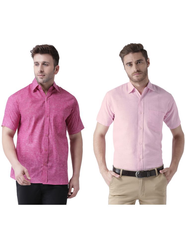     			KLOSET By RIAG Cotton Blend Regular Fit Solids Half Sleeves Men's Casual Shirt - Pink ( Pack of 2 )