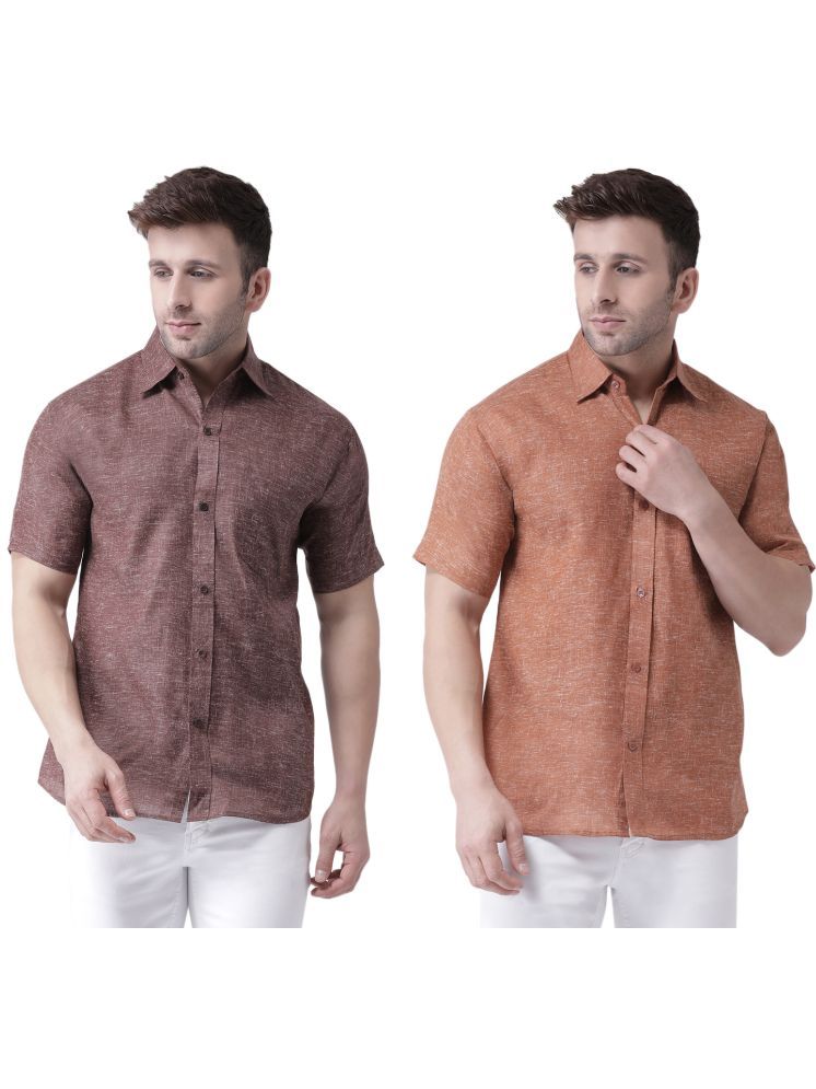     			KLOSET By RIAG Cotton Blend Regular Fit Solids Half Sleeves Men's Casual Shirt - Brown ( Pack of 2 )