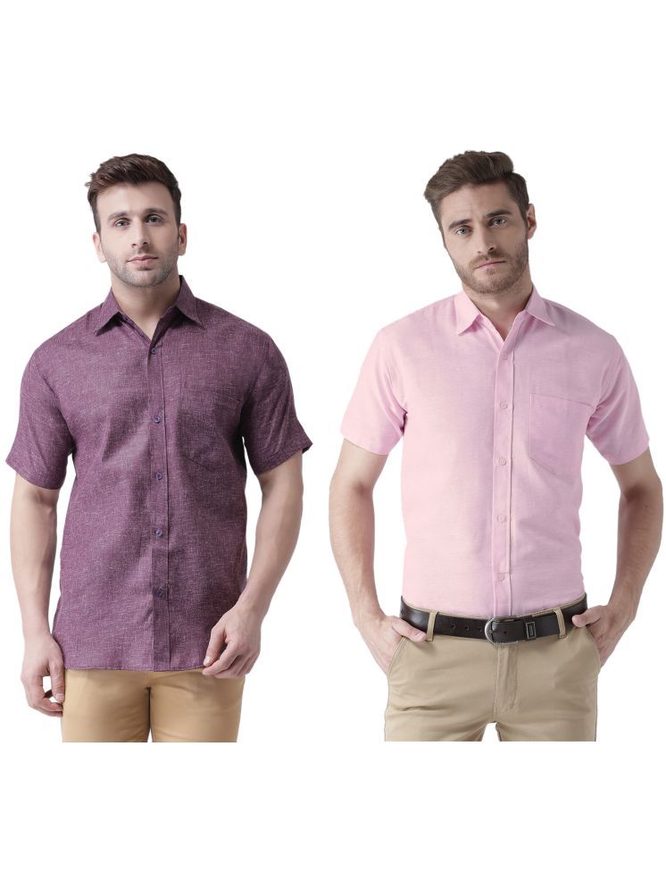     			RIAG Cotton Blend Regular Fit Solids Half Sleeves Men's Casual Shirt - Pink ( Pack of 2 )