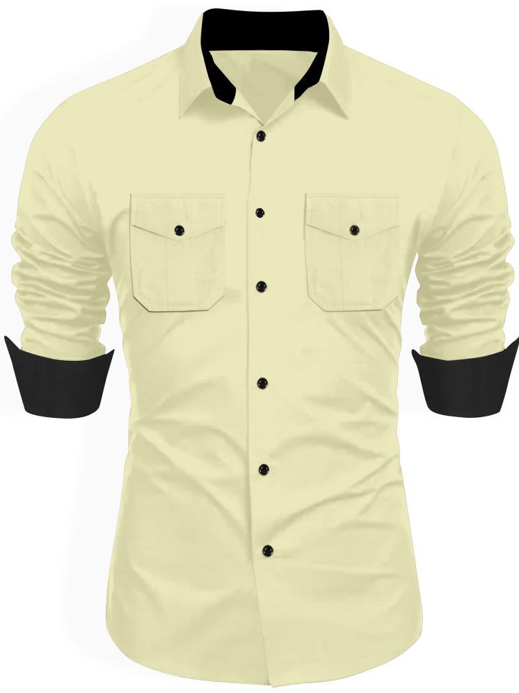     			Saadhvi Cotton Blend Regular Fit Solids Full Sleeves Men's Casual Shirt - Cream ( Pack of 1 )