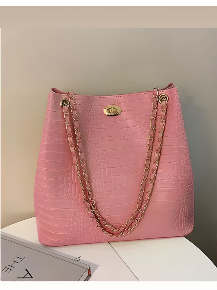     			TCRAZY Pink PU Tote Bag