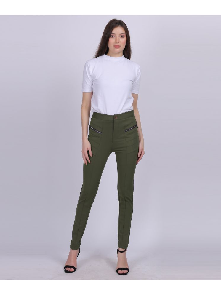     			aumbe Olive Polyester Skinny Women's Casual Pants ( Pack of 1 )