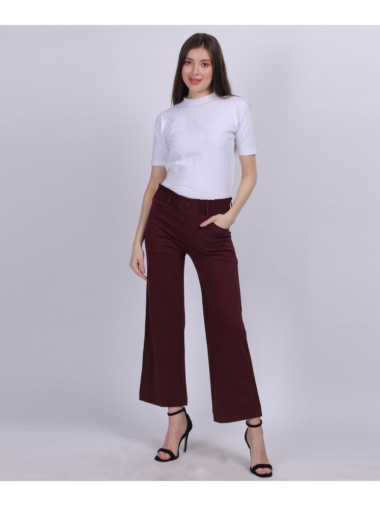     			aumbe Wine Nylon Straight Women's Casual Pants ( Pack of 1 )