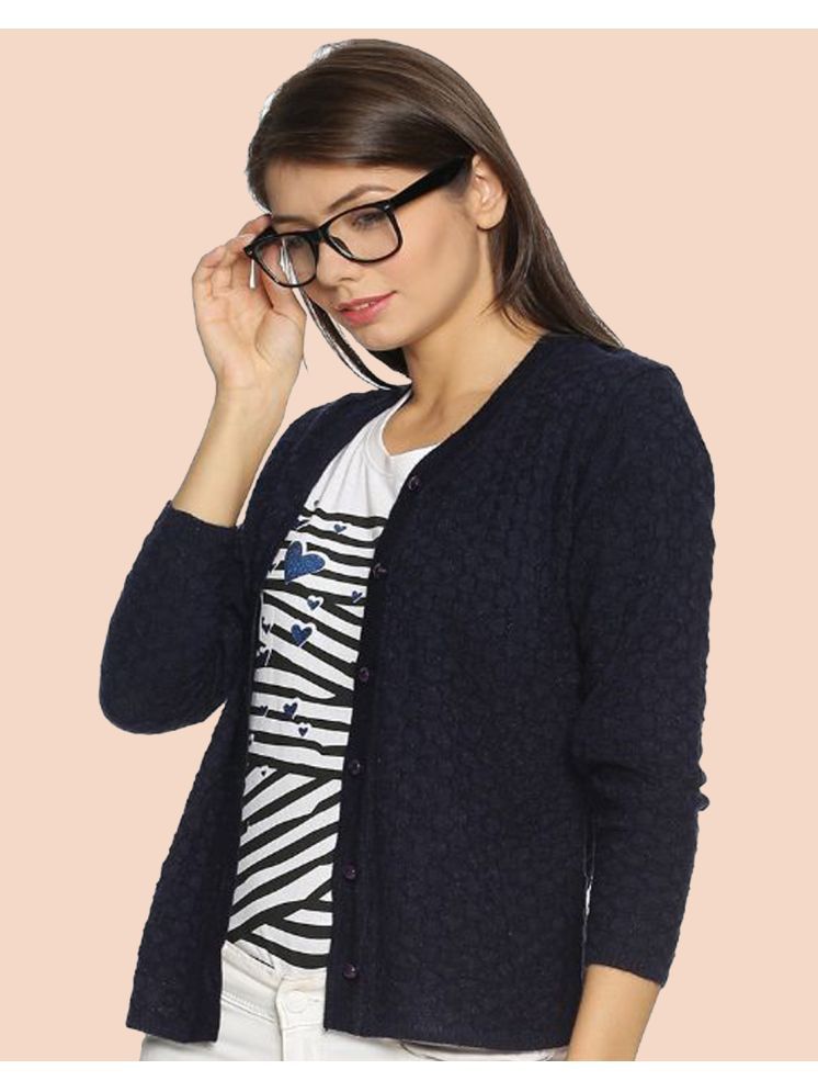     			Clapton Woollen V Neck Women's Buttoned Cardigans - Navy ( )