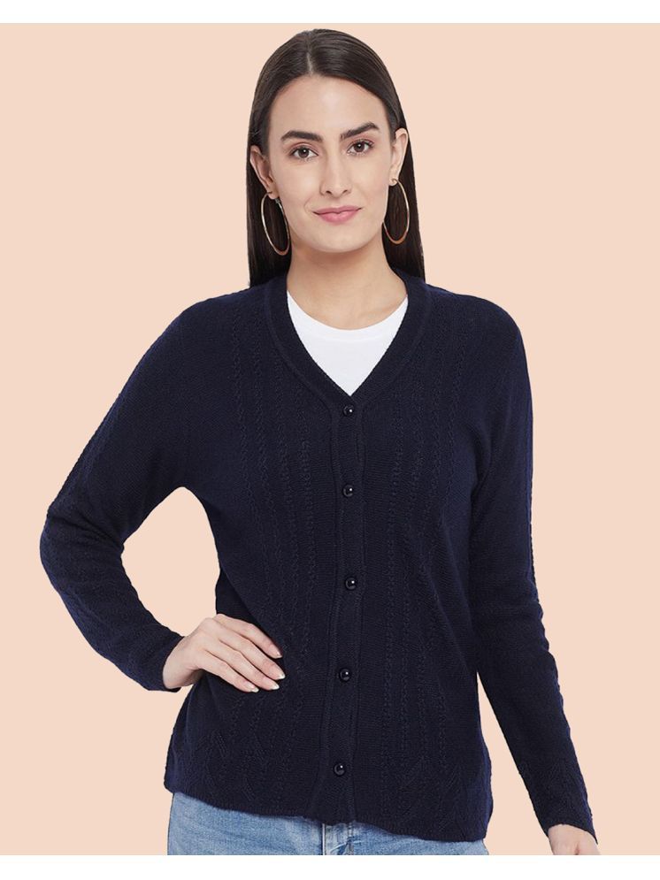     			Clapton Woollen V Neck Women's Buttoned Cardigans - Navy ( )