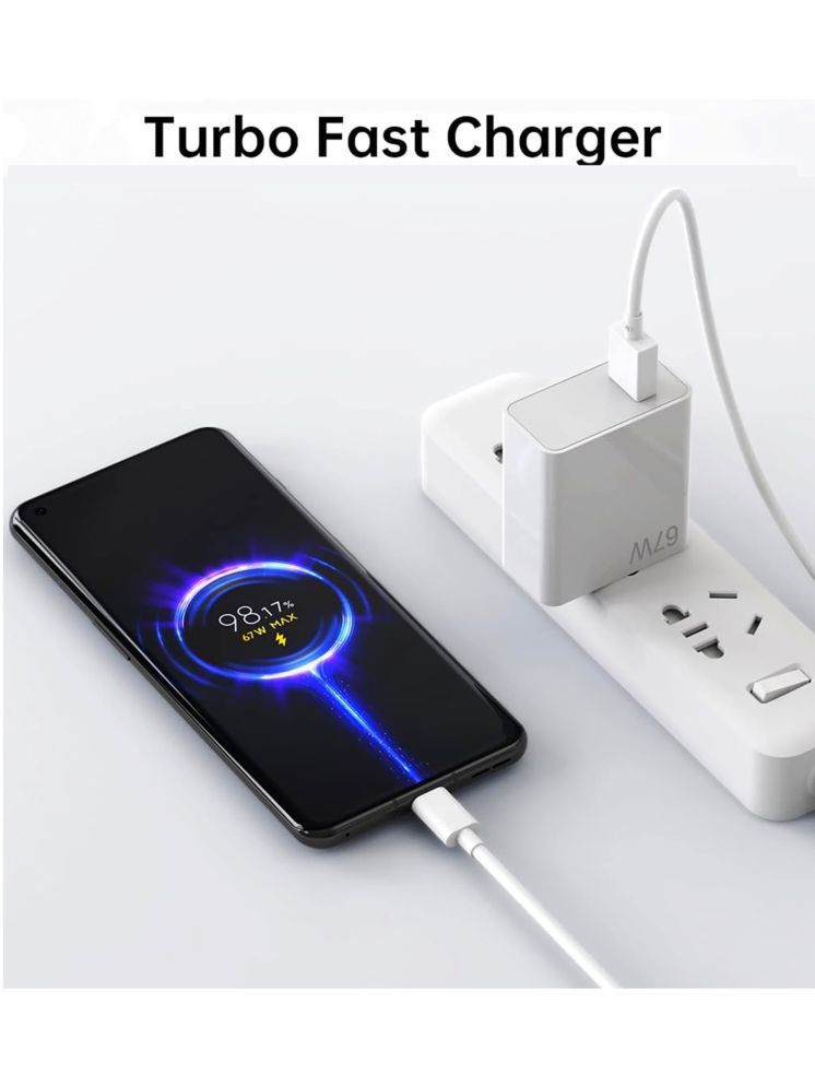 Vertical9 1m Data Cables 6A + 67W Fast Charger - White - Image 2