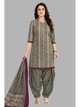 shree jeenmata collection Unstitched Cotton Printed Dress Material - Light Grey ( Pack of 1 )