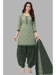 shree jeenmata collection Unstitched Cotton Printed Dress Material - Green ( Pack of 1 )