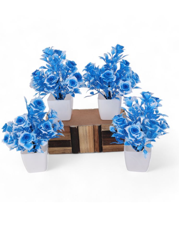     			Affair - Blue Rose Artificial Flowers With Pot ( Pack of 4 )