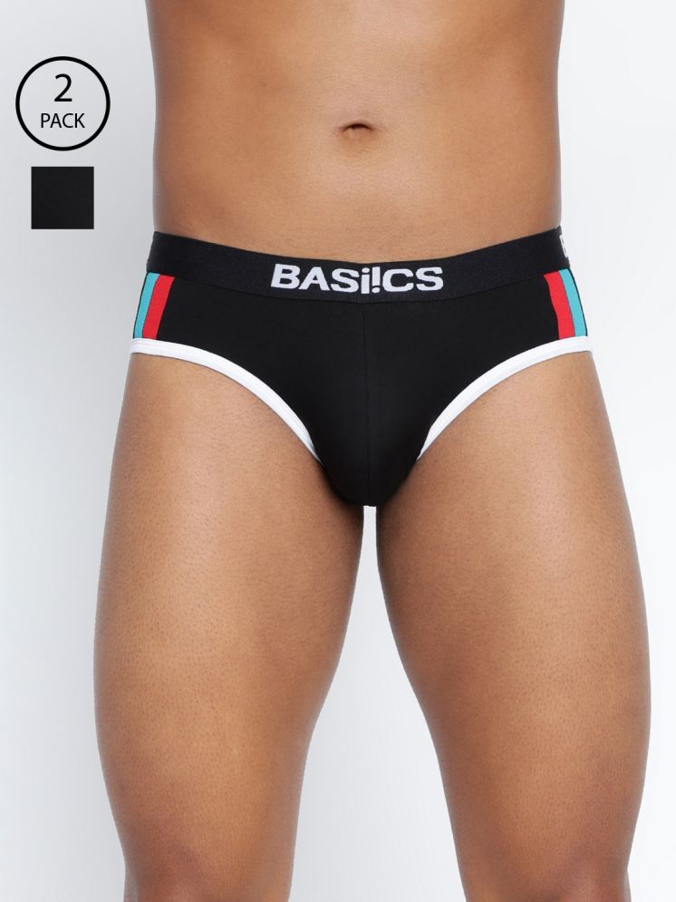     			BASIICS By La Intimo Pack of 2 Cotton Blend Briefs For Men's ( Black )