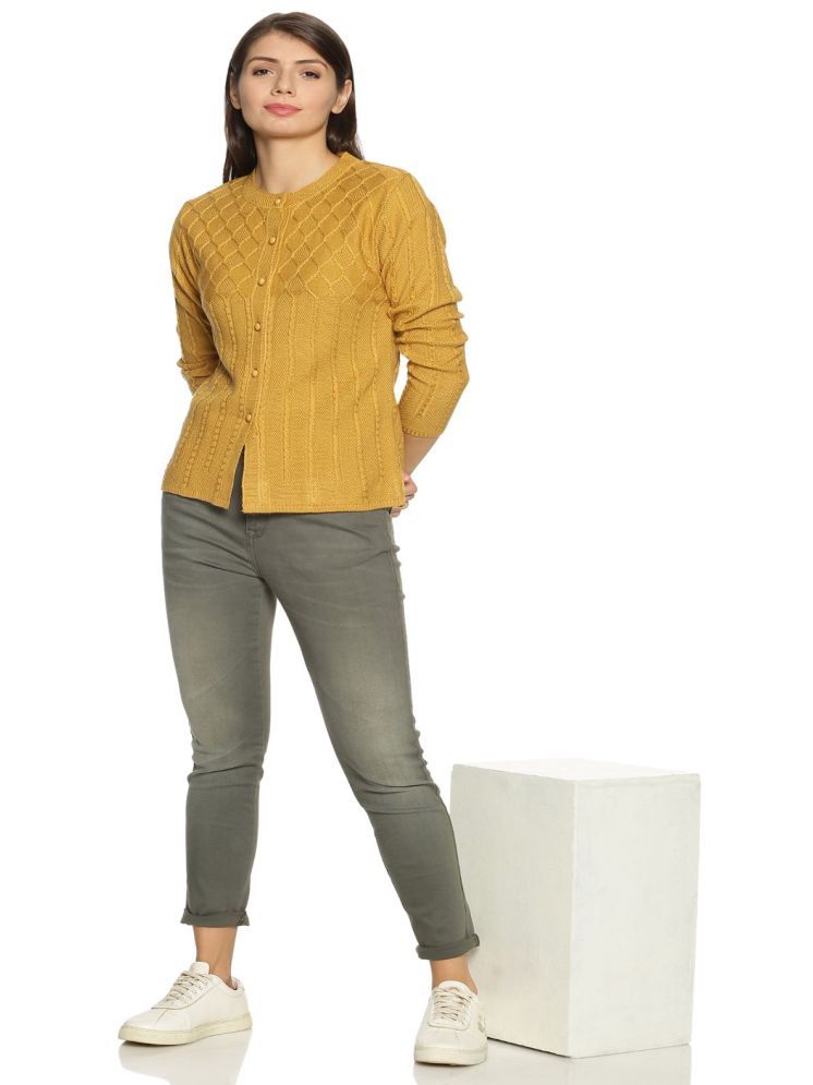     			Clapton Woollen Round Neck Women's Buttoned Cardigans - Yellow ( )