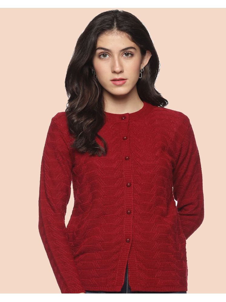     			Clapton Woollen Round Neck Women's Buttoned Cardigans - Maroon ( )