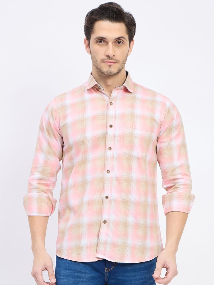     			Duke 100% Cotton Slim Fit Checks Full Sleeves Men's Casual Shirt - Orange ( Pack of 1 )