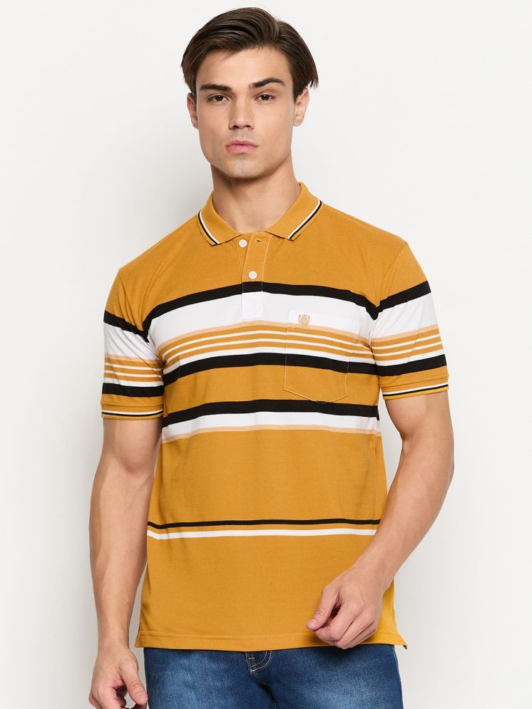     			Duke Cotton Blend Regular Fit Striped Half Sleeves Men's Polo T Shirt - Yellow ( Pack of 1 )