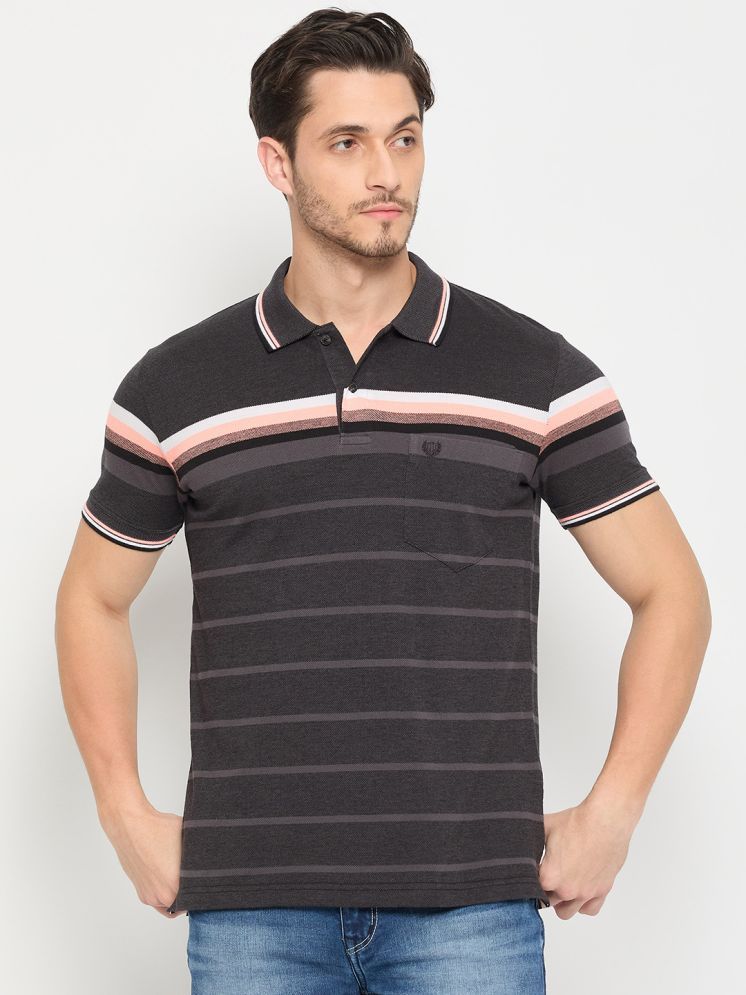     			Duke Pack of 1 Cotton Blend Regular Fit Striped Half Sleeves Men's Polo T Shirt ( Black )