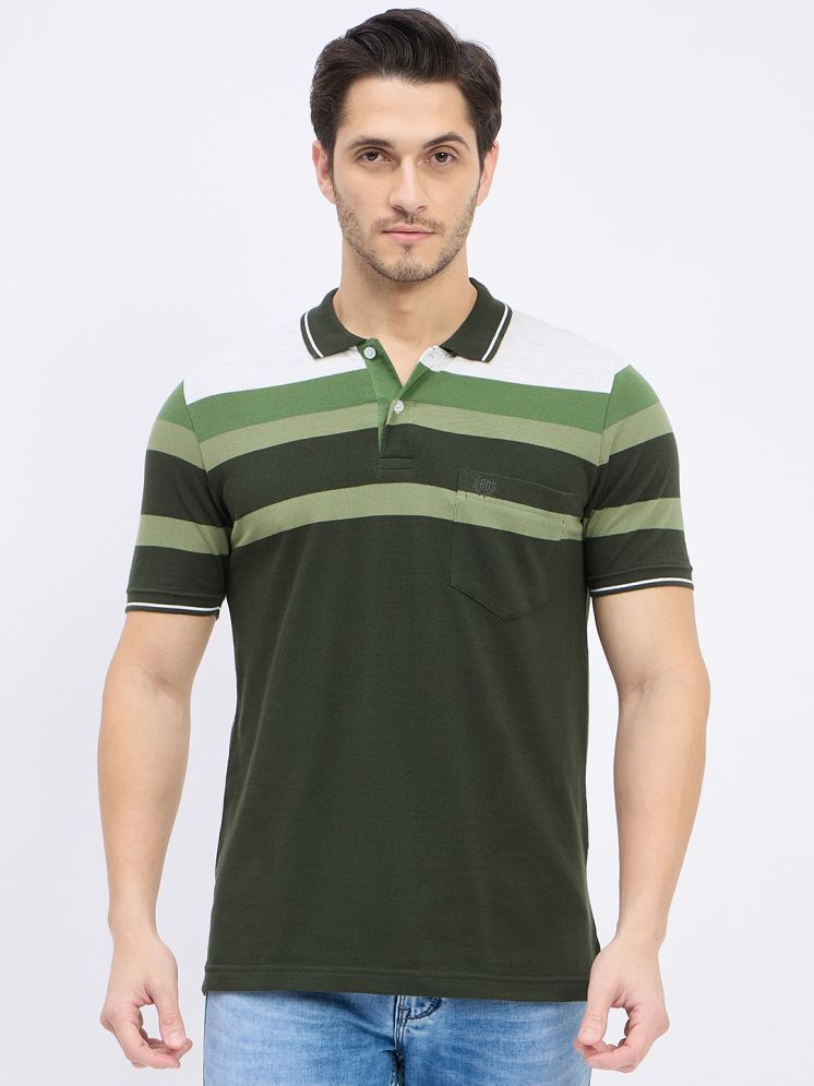     			Duke Cotton Blend Regular Fit Striped Half Sleeves Men's Polo T Shirt - Green ( Pack of 1 )