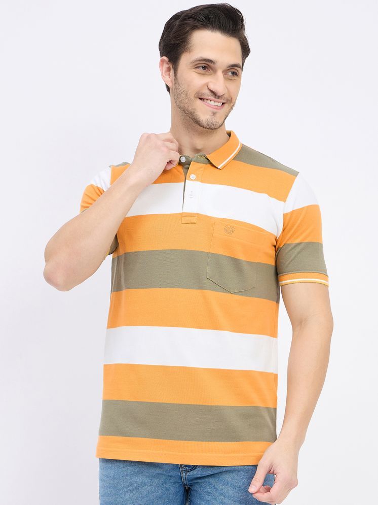     			Duke Cotton Blend Regular Fit Striped Half Sleeves Men's Polo T Shirt - Multicolor ( Pack of 1 )