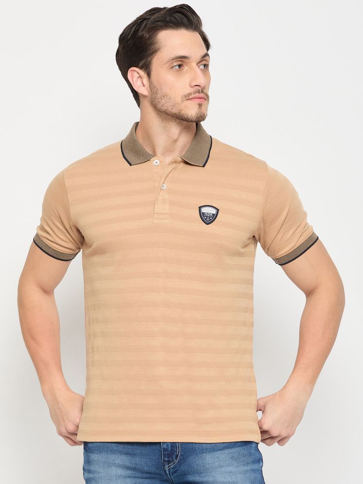     			Duke Pack of 1 Cotton Blend Slim Fit Striped Half Sleeves Men's Polo T Shirt ( Khaki )