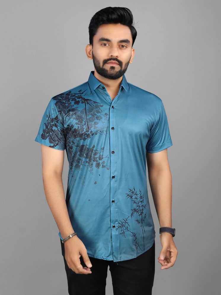     			Fashionfricks Polyester Regular Fit Printed Half Sleeves Men's Casual Shirt - Blue ( Pack of 1 )