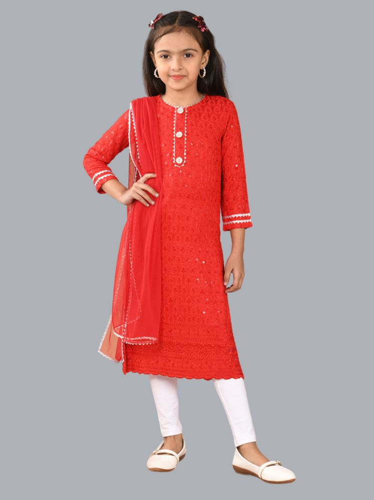     			HLGARMENTS Girls Cotton Suit Sets ( Pack of 3 , Red )