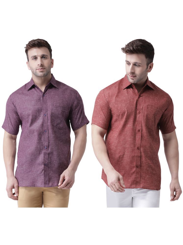     			KLOSET By RIAG Cotton Blend Regular Fit Self Design Half Sleeves Men's Casual Shirt - Maroon ( Pack of 2 )