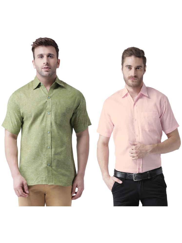     			KLOSET By RIAG Cotton Blend Regular Fit Solids Half Sleeves Men's Casual Shirt - Pink ( Pack of 2 )