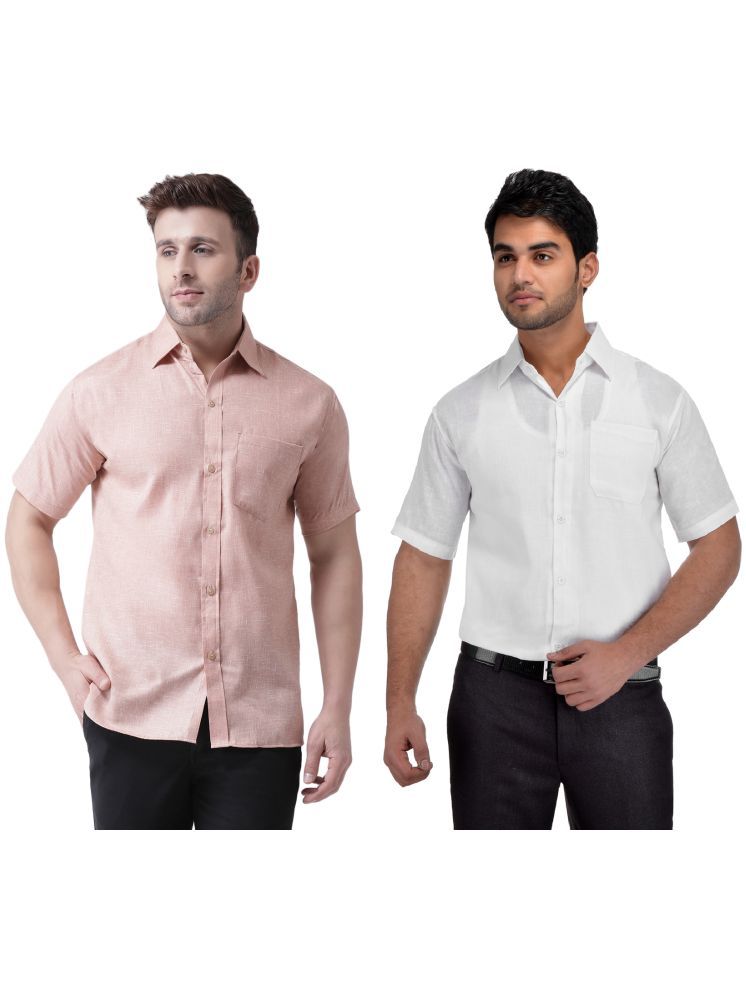     			KLOSET By RIAG Cotton Blend Regular Fit Solids Half Sleeves Men's Casual Shirt - White ( Pack of 2 )