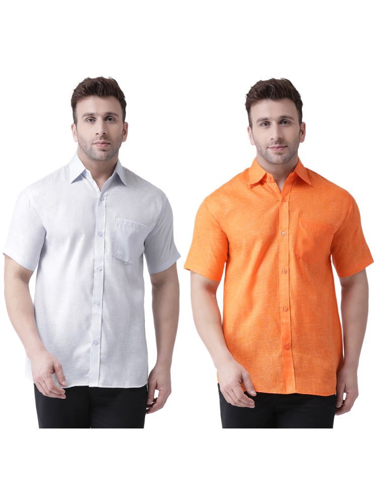     			KLOSET By RIAG Cotton Blend Regular Fit Self Design Half Sleeves Men's Casual Shirt - Orange ( Pack of 2 )