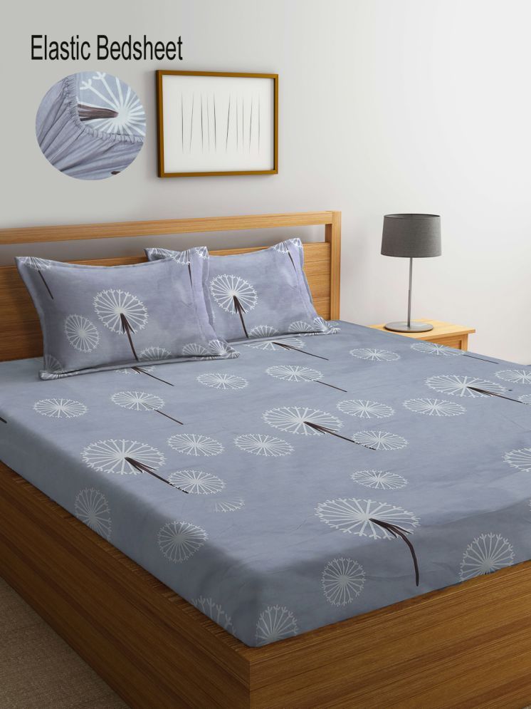     			Klotthe Poly Cotton 1 Double Bedsheet with 2 Pillow Covers ( Grey )