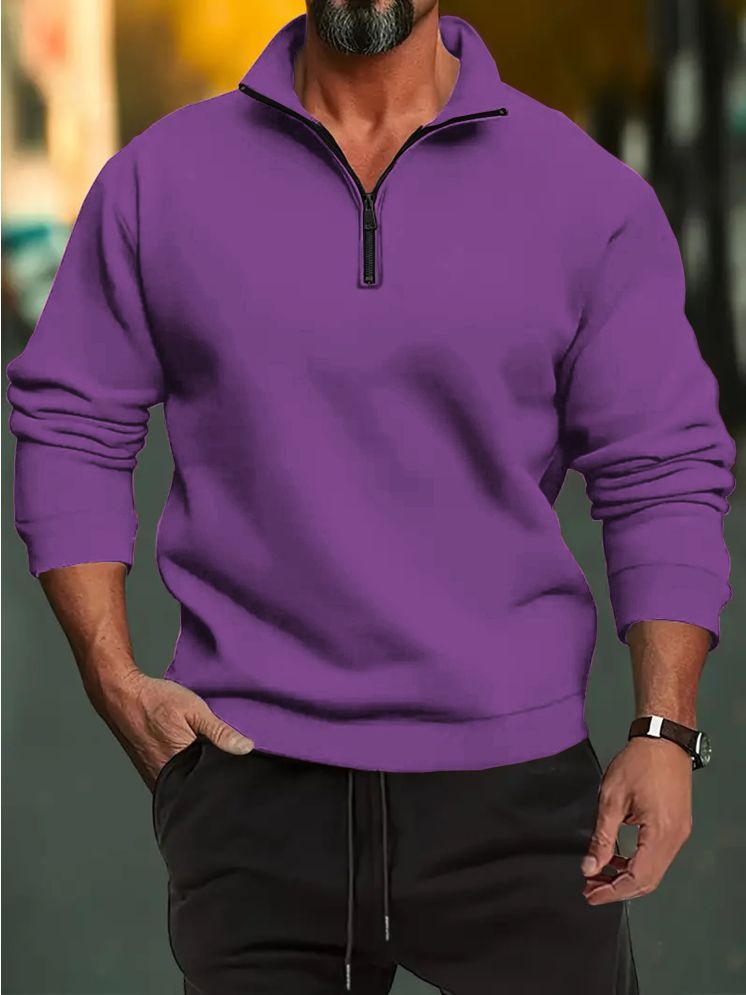     			Lecowar Fleece High Neck Men's Sweatshirt - Lavender ( Pack of 1 )