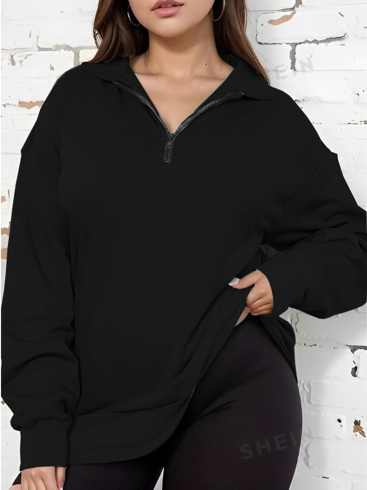     			Lecowar Fleece Women's Non Hooded Sweatshirt ( Black )