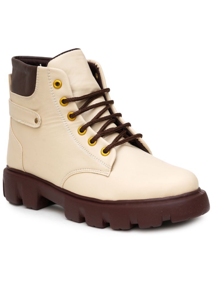     			PLANET WALK Cream Women's Ankle Length Boots