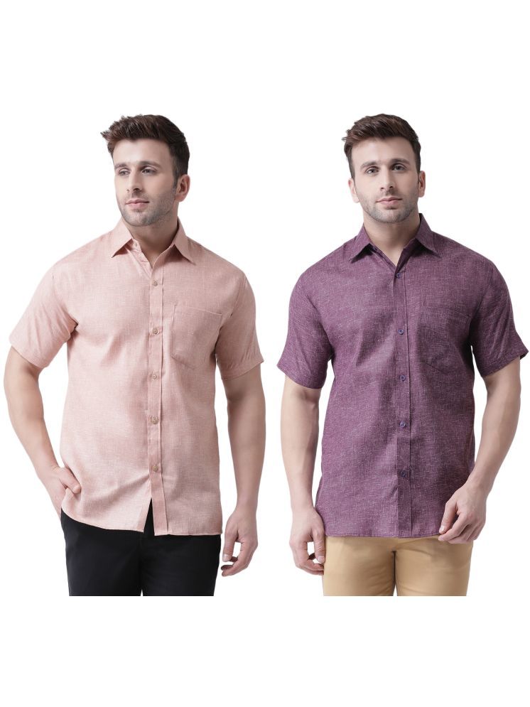     			RIAG Cotton Blend Regular Fit Solids Half Sleeves Men's Casual Shirt - Purple ( Pack of 2 )