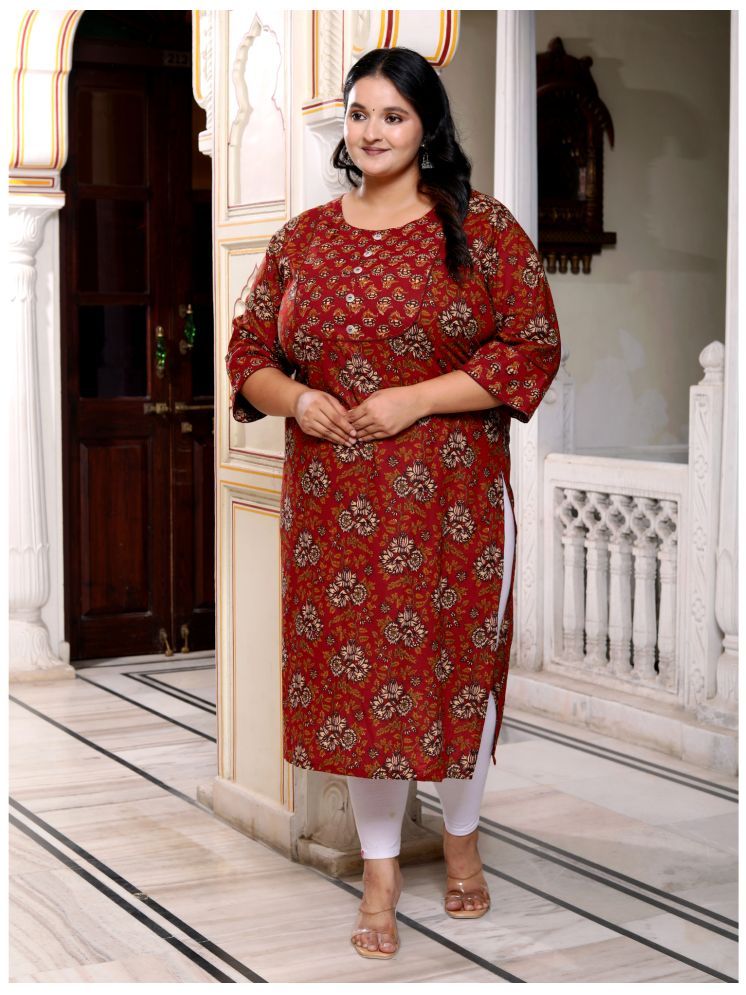     			Swasti Cotton Printed Straight Women's Kurti - Rust ( Pack of 1 )