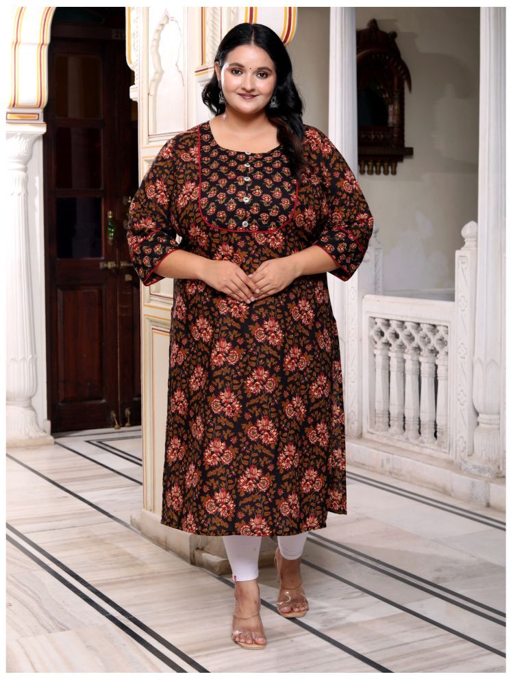     			Swasti Cotton Printed Straight Women's Kurti - Black ( Pack of 1 )