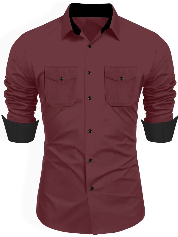     			varutex Cotton Blend Regular Fit Solids Full Sleeves Men's Casual Shirt - Maroon ( Pack of 1 )