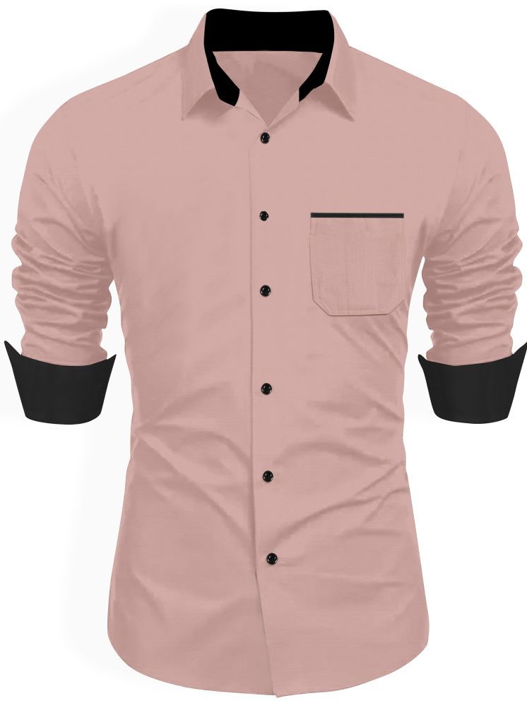     			varutex Cotton Blend Regular Fit Solids Full Sleeves Men's Casual Shirt - Peach ( Pack of 1 )