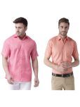 KLOSET By RIAG Cotton Blend Regular Fit Solids Half Sleeves Men's Casual Shirt - Orange ( Pack of 2 )