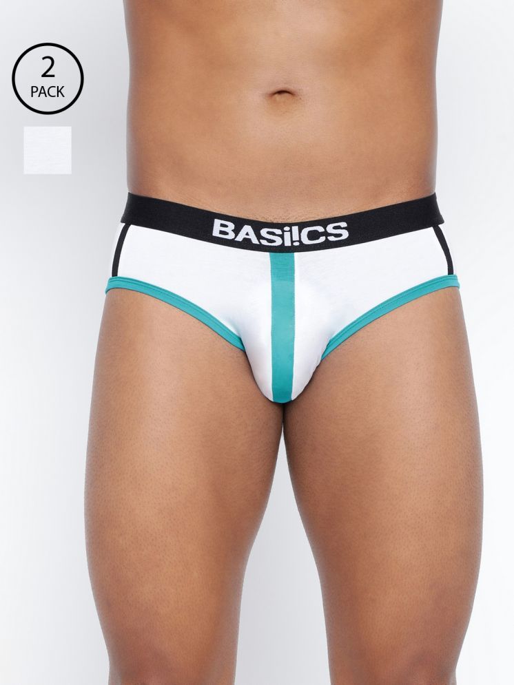     			BASIICS By La Intimo Pack of 2 Cotton Blend Briefs For Men's ( White )