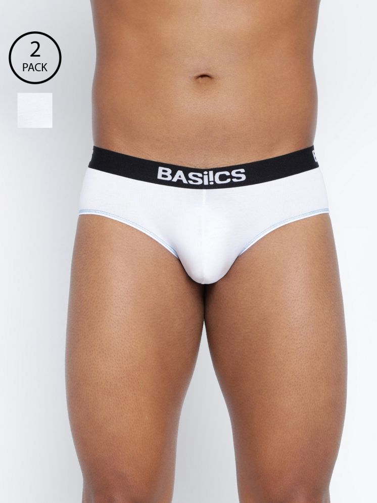     			BASIICS By La Intimo Pack of 2 Cotton Blend Men's Briefs ( White )